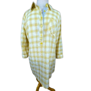 a.n.a. women’s semi sheer plaid cotton tunic top size large